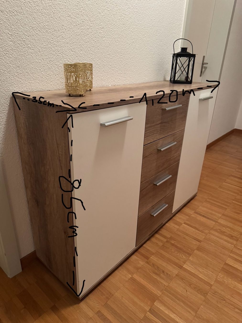 Kommoden: Sideboard Kommode weiss/Eiche 120x85x35cm – Gebraucht aus Uetliburg SG von  1
