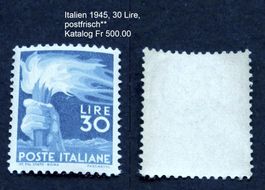 Italien 30 Lire von 1945 postfrisch** Kat Fr 500.00