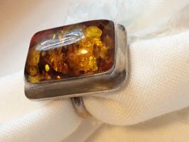 Vintage Bernstein Sterling Silber Ring, Grösse 53