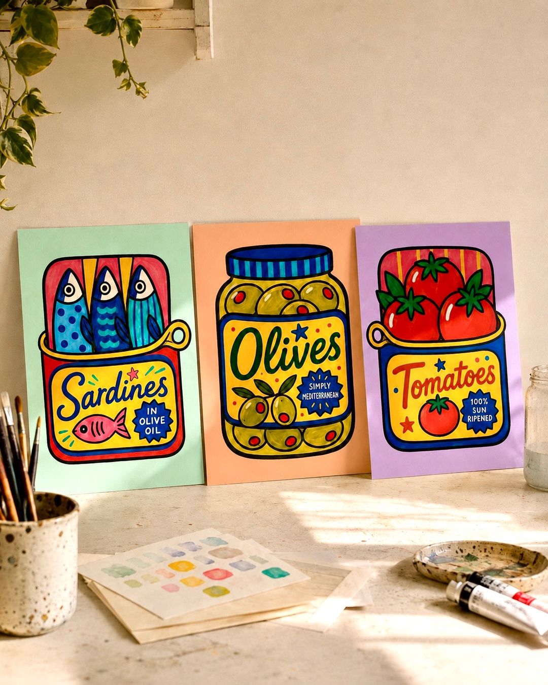 Gemälde: Custom Design Mediterranean Retro Art Postcards – Neu (gemäss Beschreibung) aus Zürich von ei_8006