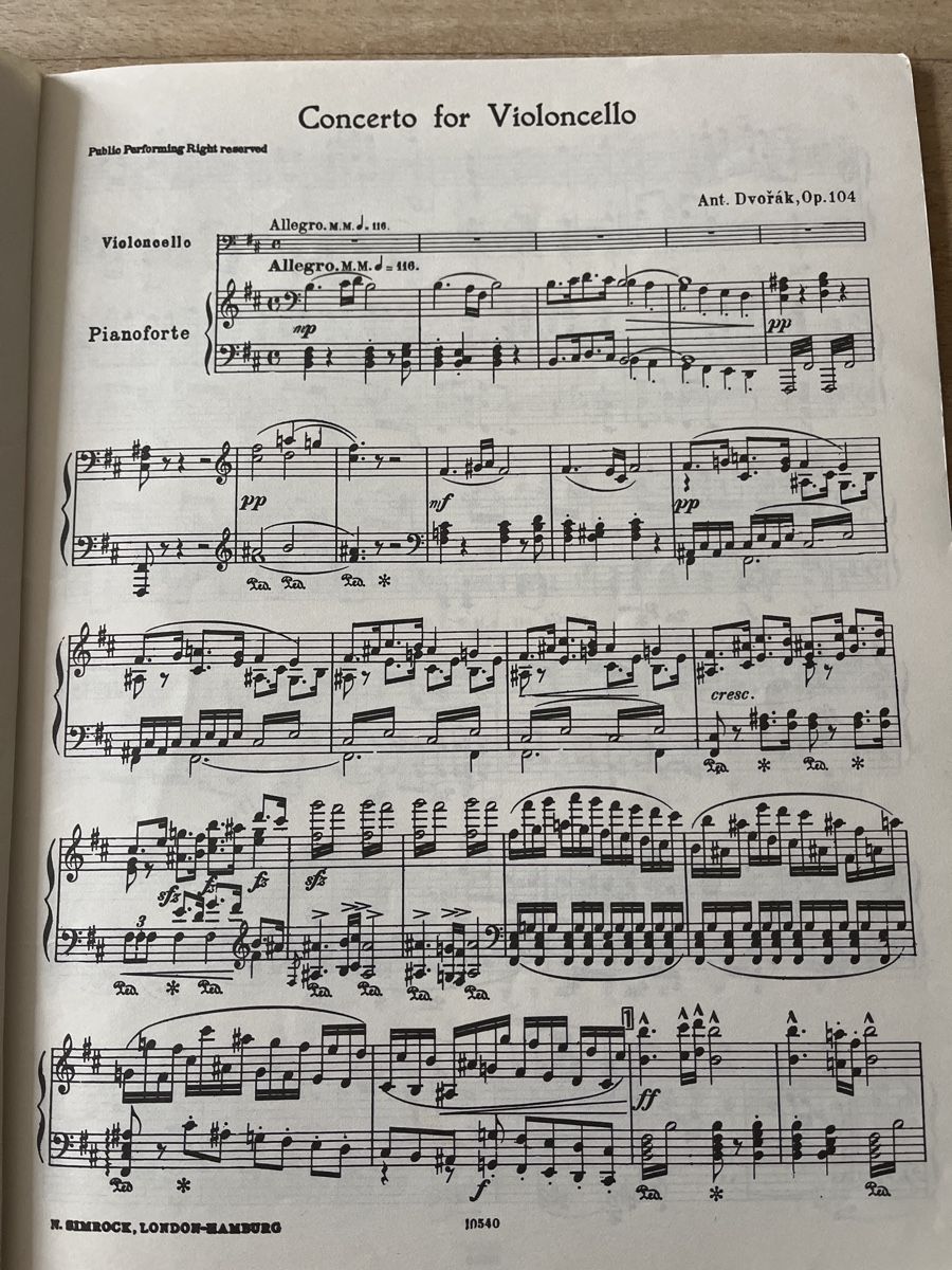 Bücher: Dvorak Cellokonzert : Cello und Klaviernoten – Gebraucht aus Aesch BL von shuja01 2