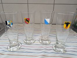 4 Gläser mit Wappen, Kantonswappen, Glas, Sommerdeko, Top