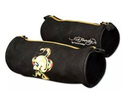 Ed Hardy Etui Schwarz rund Tattoo Skull / Trousse à crayons