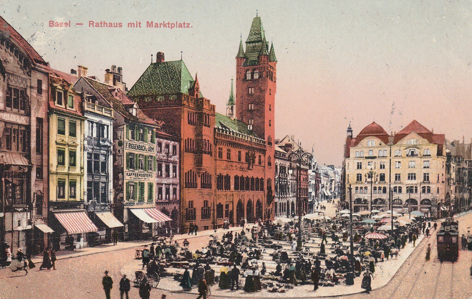 Cartes postales: Basel-Rathaus und Marktplatz 1915 – D'occasion à uttwil par Koehlerfred