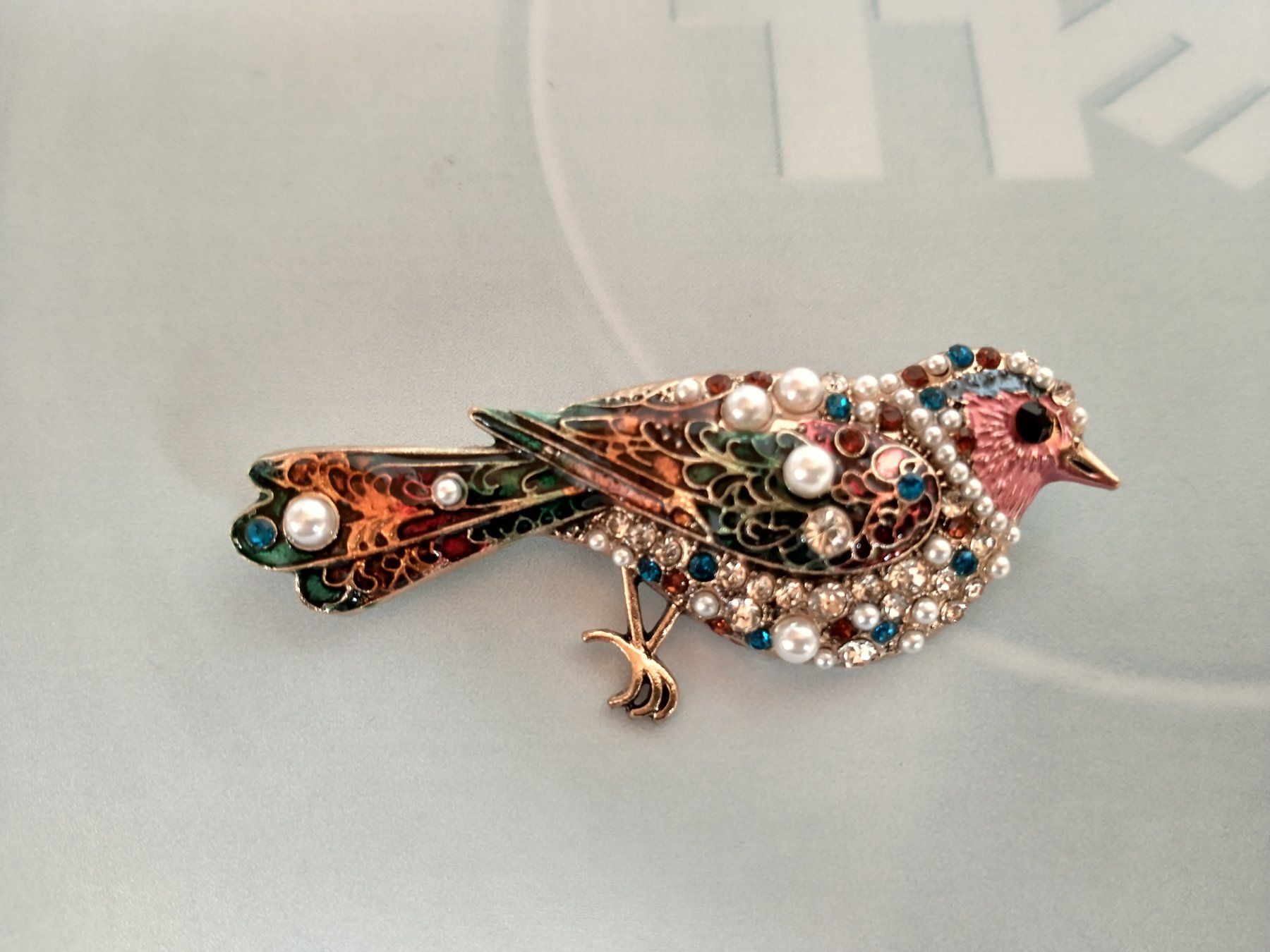 Spille & Fermagli: wunderschöne  Vogel Brosche mit Strass und Perlen – Nuovo (secondo la descrizione) da Löhningen venduto da Chimae67 1