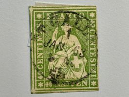 1860, Berner Druck, Zürcher Papier, ZNr. 26G, gestempelt