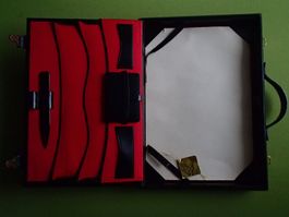 elegante Vintage Leder Schreibmappe mit roten Innenfächern