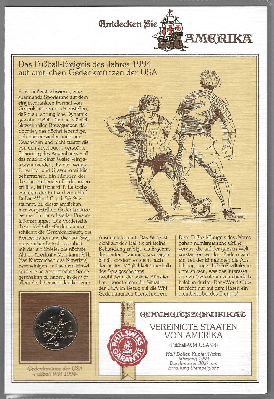 Tutti le monete: 1994, USA WORLD CUP, HALF DOLLAR – Usato da Pura venduto da ulisse1957