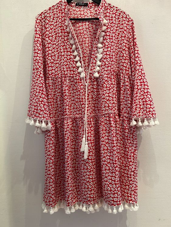Robe De Plage Artisanale Taille Unique - Rose Et Vert, Neuve Sans étiquettes