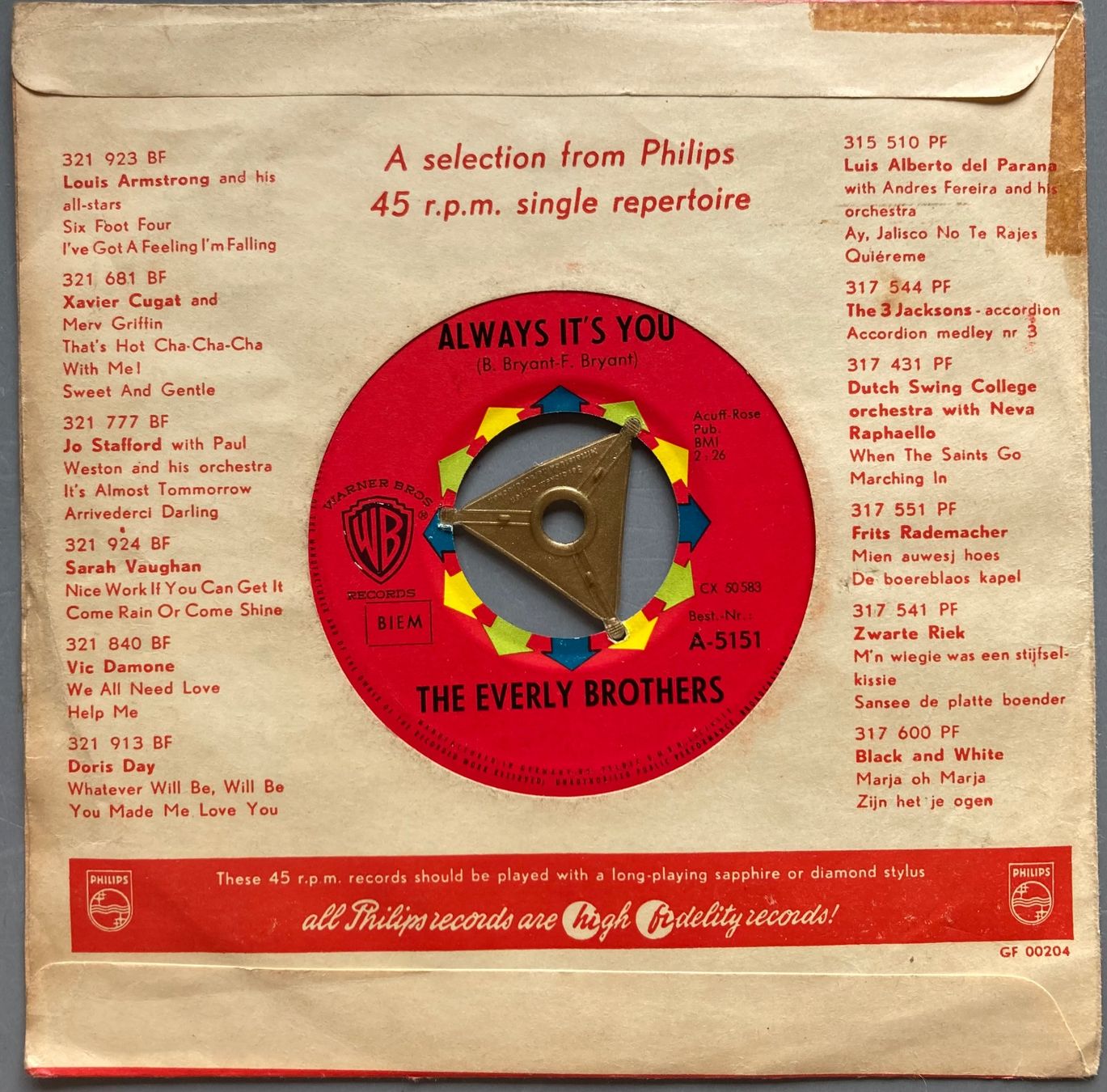 Dischi in vinile: THE EVERLY BROTHERS - CATHY'S CLOWN – Usato da Poliez-Pittet venduto da Newtown-Records 1