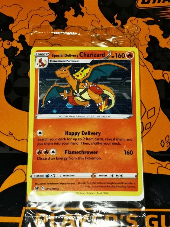 Pokemon Special Delivery Charizard Black Star Promo SWSH075 HOLO SEALED IN HAND outlet