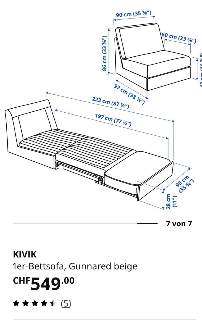 Ikea Poltrone: 1er Bettsofa Kivik (Ikea) – Usato da Zürich venduto da Brisu 6