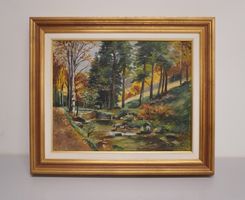 Antikes Ölgemälde Original ALBERT STOLZ Herbstsujet   (S062)