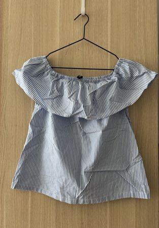Bluse schulterfrei gestreift blauweiss Grösse 36 S H&M