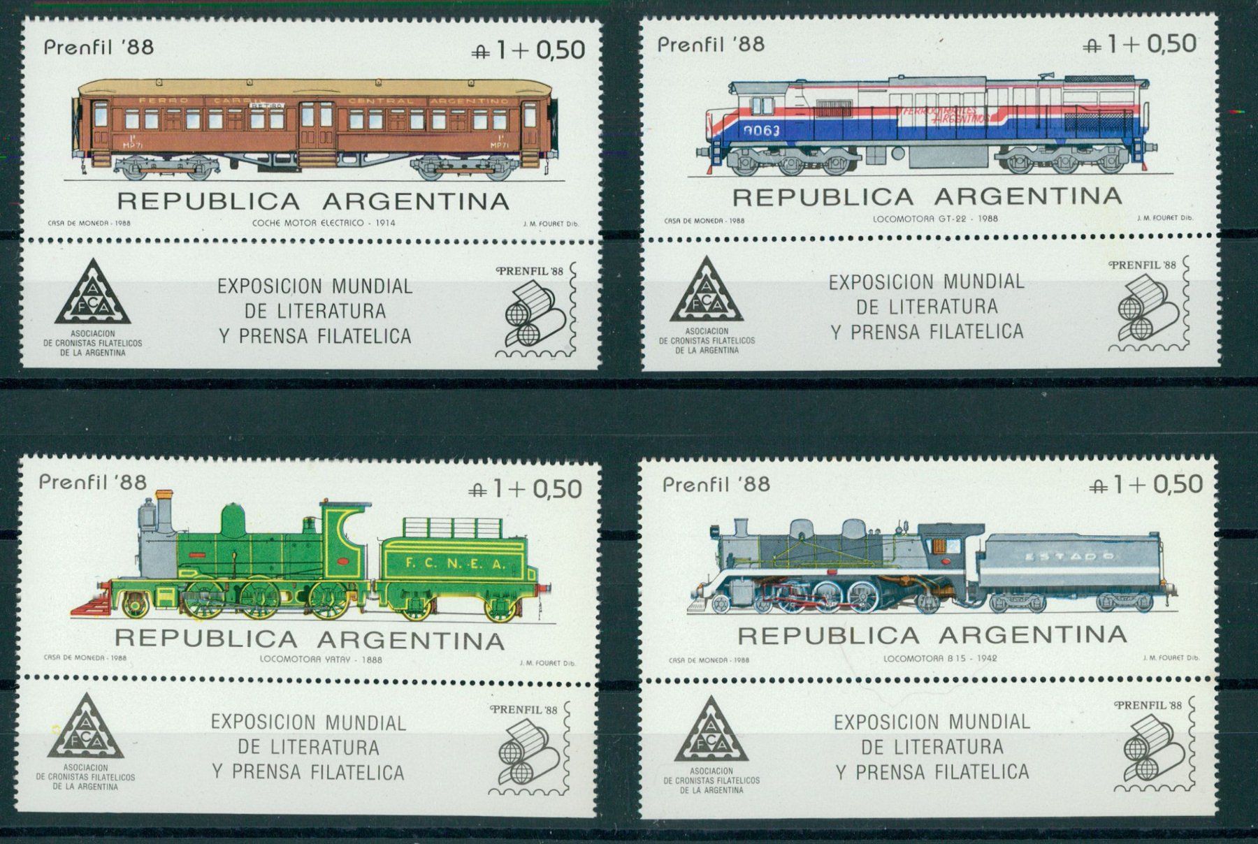 Alle Briefmarken: Eisenbahnmotive: 5 Blocks + kompletter Satz, postfrisch – Gebraucht aus Wetzikon ZH von Philimpex 2