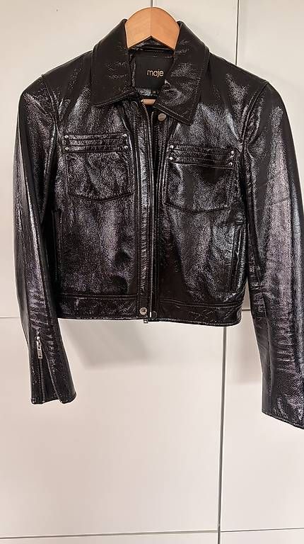 Maje Giacche: MAJE Lederjacke Damen Gr. 38  schwarz, Lackoptik – Usato da Bülach venduto da Wogrinchristiane