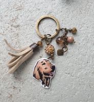 Handgemachter Schlüsselanhänger mit Hund – handbemalt, neu