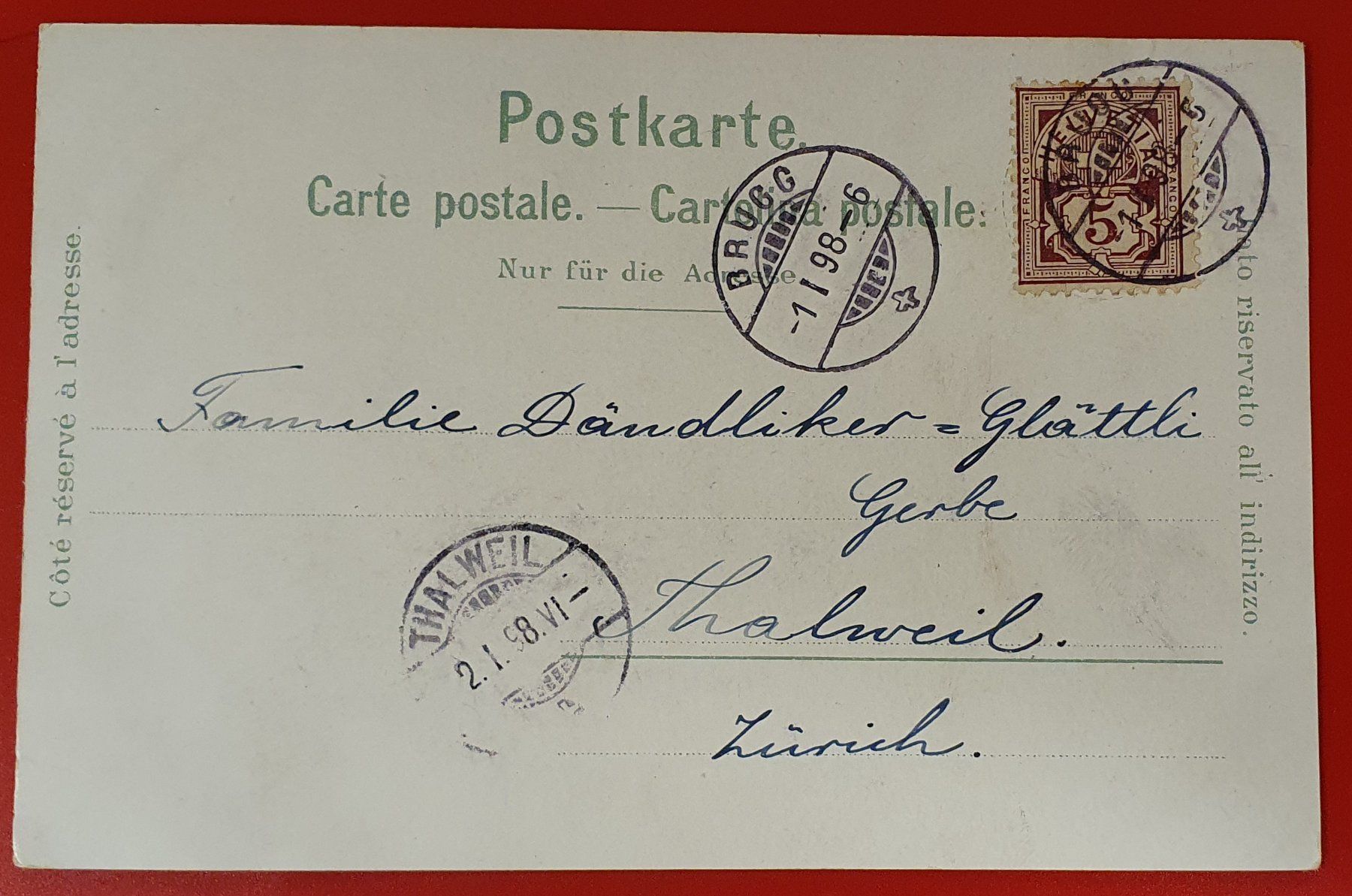 Cartoline postali: Gruss aus Brugg 1898 – Usato da Kreuzlingen venduto da Rschweiz1 1