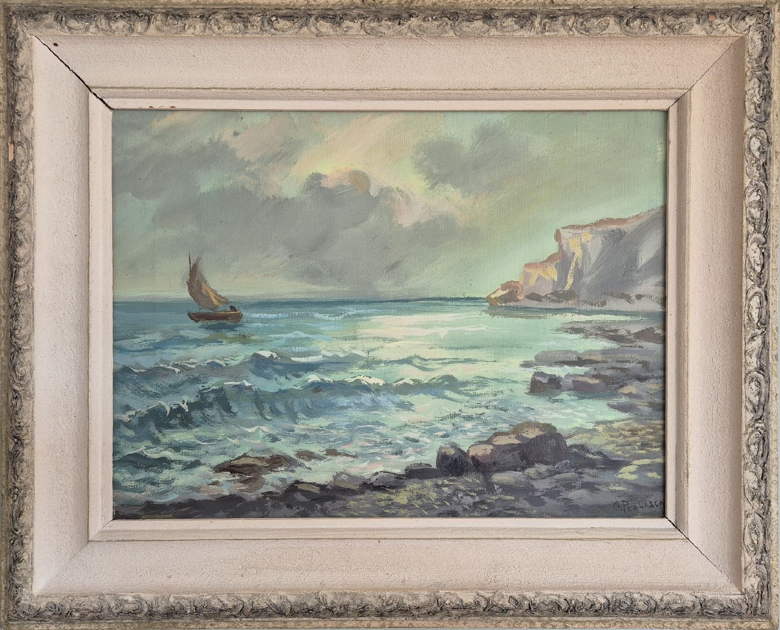 Dipinti: Otto Perlasca "costa ligure" tableau marine Morcote – Usato da Tramelan venduto da La_mine_d_art 1