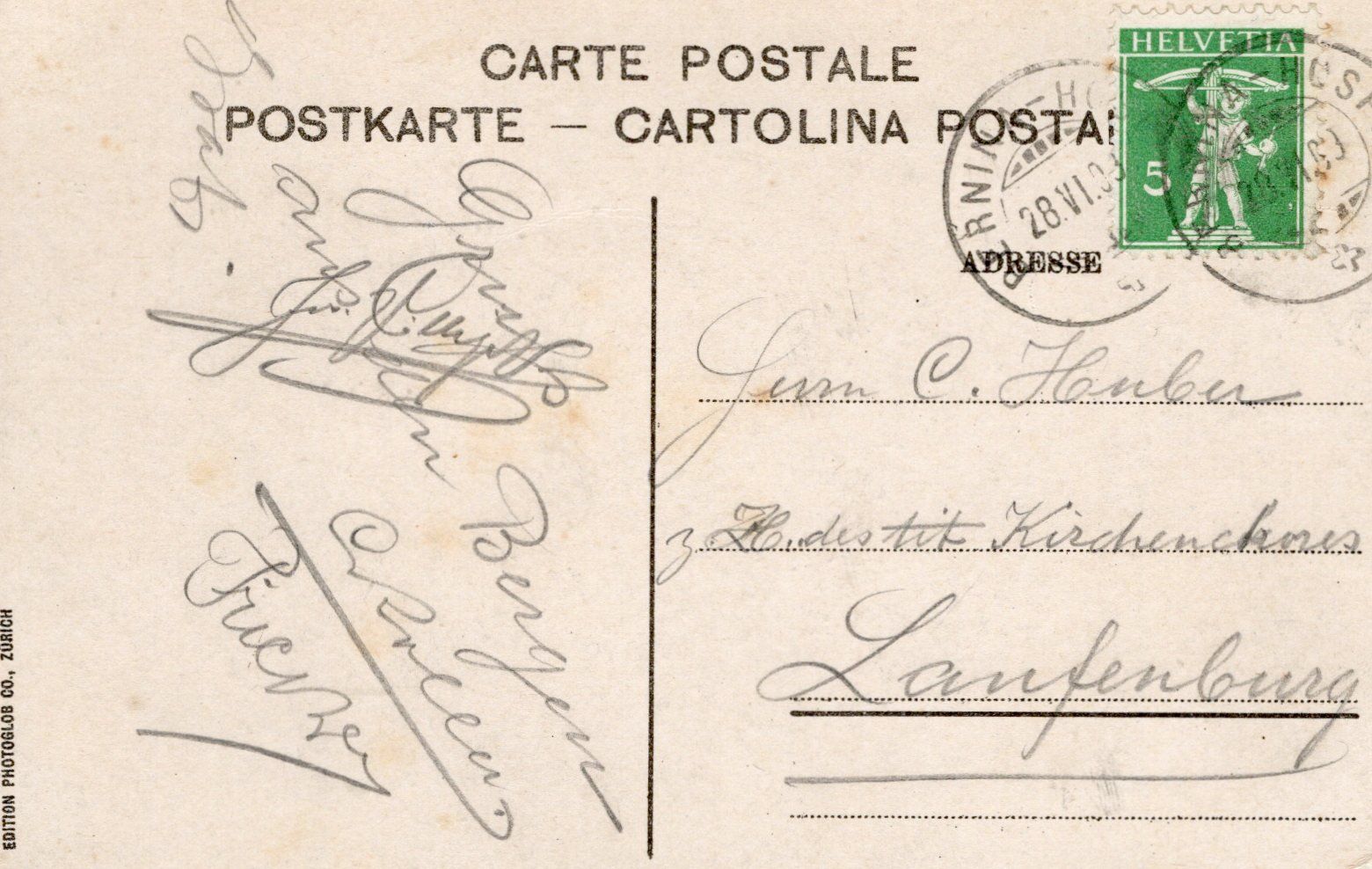 Ansichtskarten: Postkarte Bernina Hospitz – Gebraucht aus LAUFENBURG von fix.lfbg 1