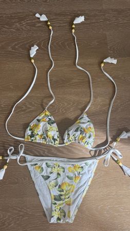 Bikini Kiwi Saint-Tropez motif citrons blanc état neuf