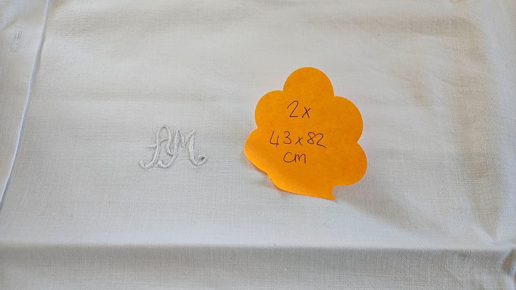 Biancheria da letto: 2 federe cifrate AM 43x82 cm – Usato da Melano venduto da H-Sara 2