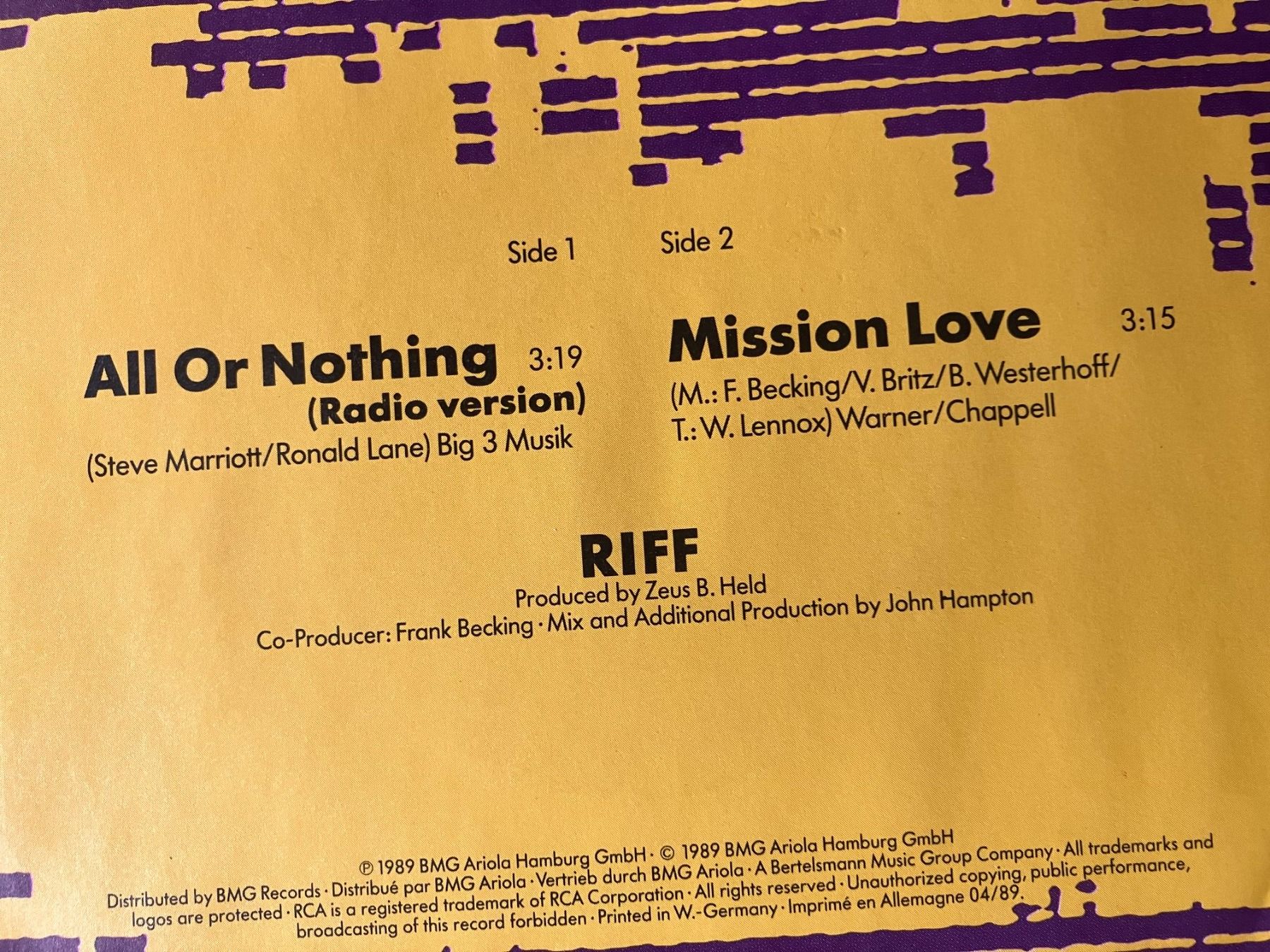 Schallplatten: Riff – Gebraucht aus Aarwangen von Jukebox3 4