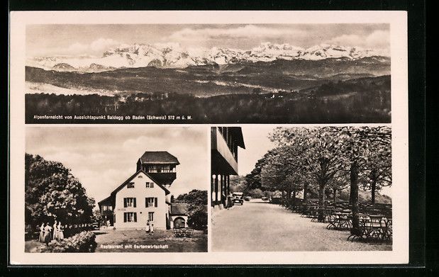 Cartoline postali: Baden, Restaurant Baldegg mit Gartenwirt – Usato da Berlin venduto da bartko-reher