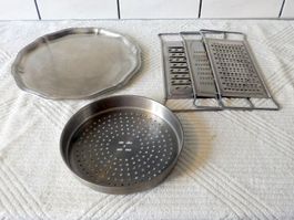 Dampfgareinsatz, Zinnteller, 3 verschiedene Gemüsereiber