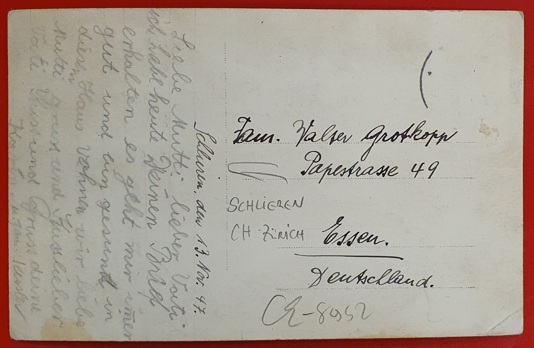 Cartoline postali: Schlieren 1947 - Wohnhaus – Usato da Kreuzlingen venduto da Rschweiz1 1