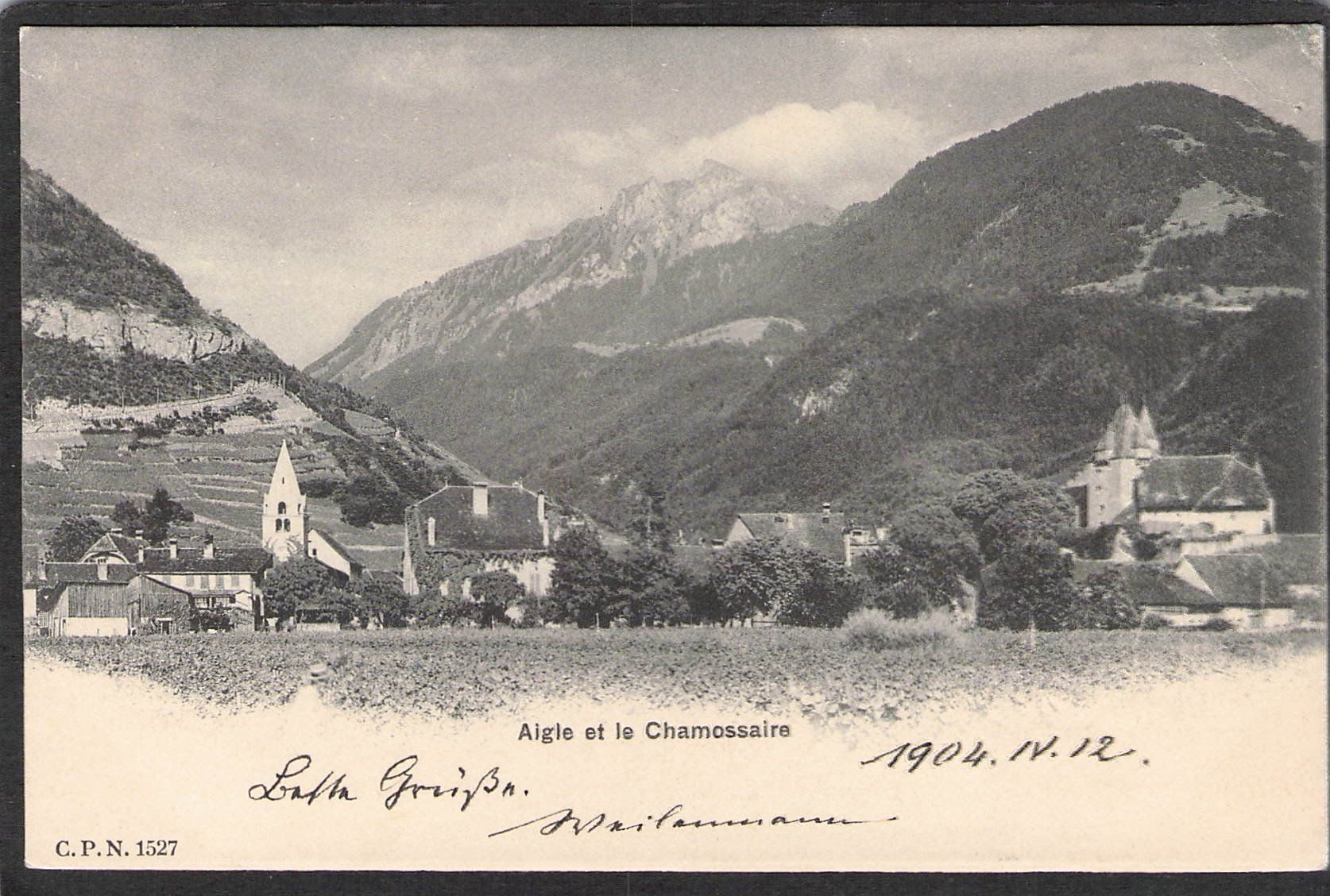 Cartoline postali: ,Aigle et le Chamossaire , 1904 – Usato da Reichenburg venduto da ibiza18
