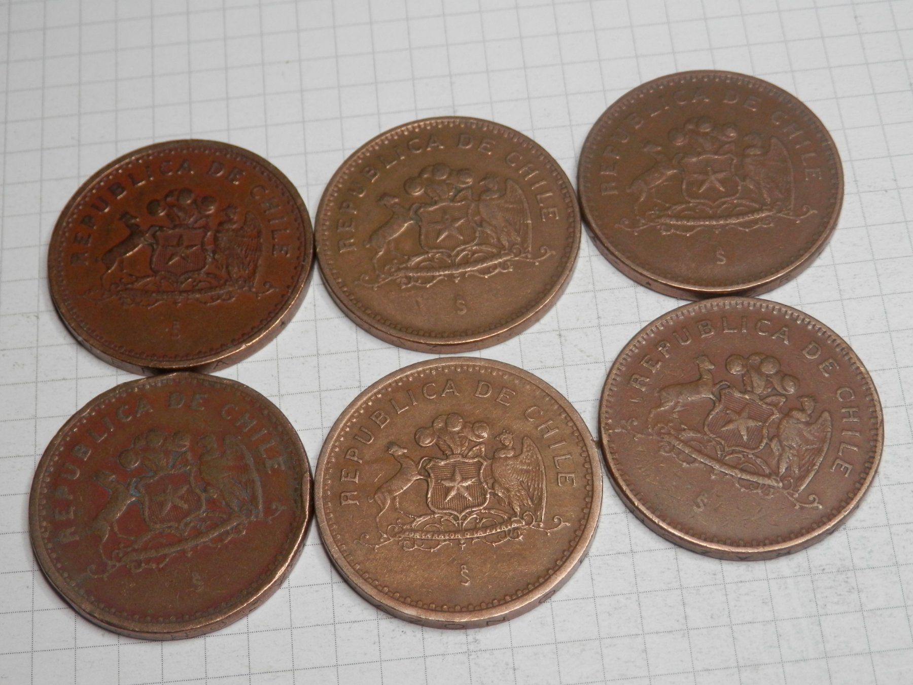 Alle Münzen: 6 x Chile  100 Pesos diverse Jahre siehe Liste – Gebraucht aus Weiach von weiach81 1