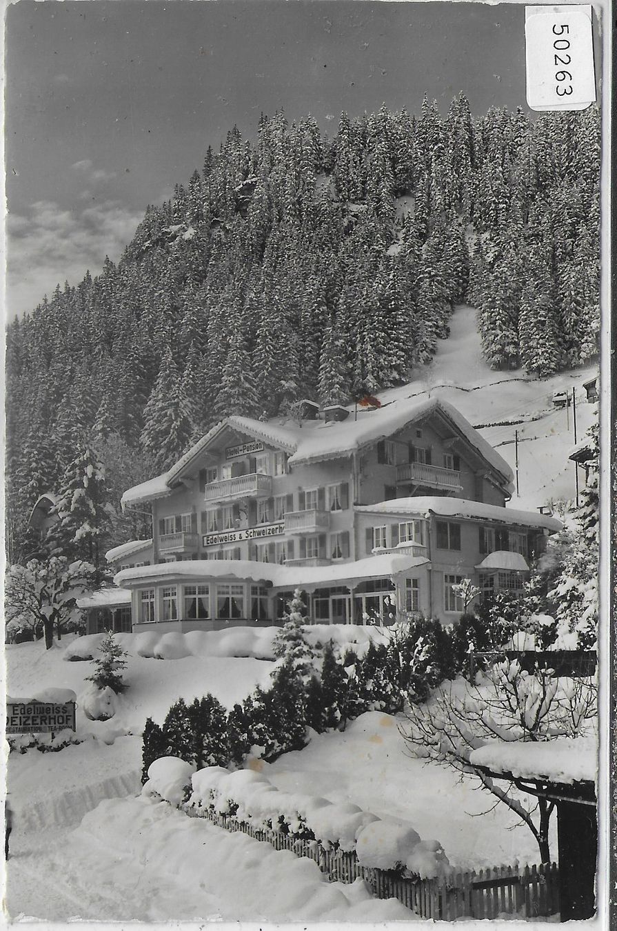 Cartoline postali: Adelboden - Hotel Edelweiss & Schweizerhof im Winter – Usato da Ettingen venduto da Kartenplanet