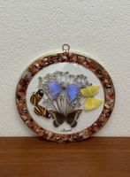 4x Schmetterling in rundem Rahmen Deko Wandbild vintage