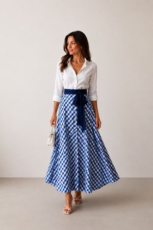 White and Blue Long Dress