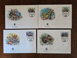 4 WWF Ersttagsbriefe Antigua Barbuda 1987