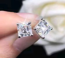 Boucles d'oreille argent avec diamants moissanite de 1 ct