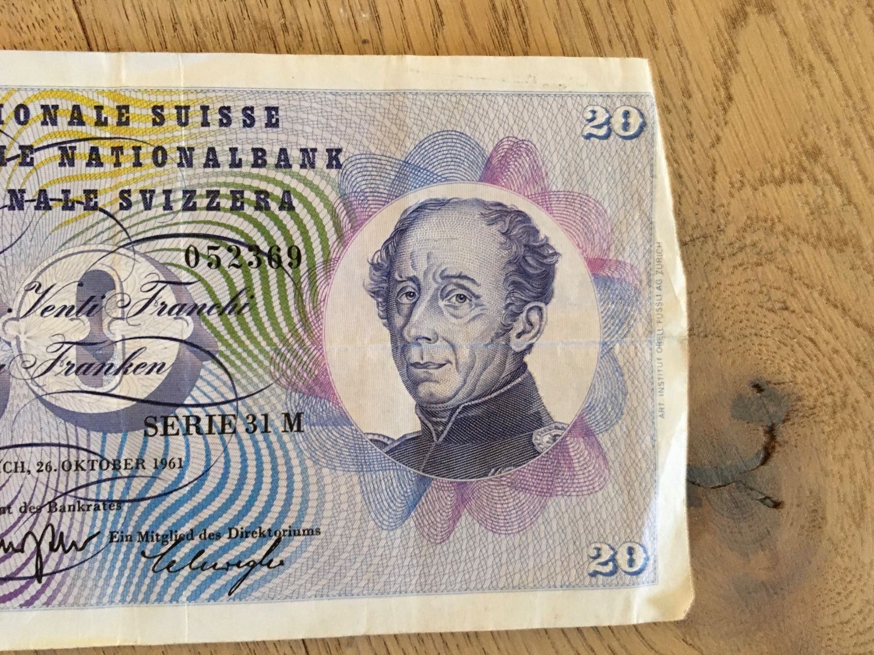 Billets de banque: Schweizer Banknote 20.- – D'occasion à Bauma par haelge01 2