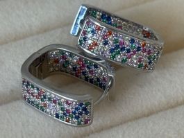 Luxus EleganteOhrstecker Ohrschmuck Multicolore Farbe:Silber