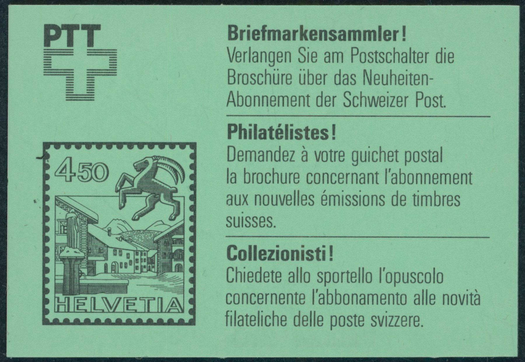 Tutti i francobolli: 1985 - Markenheftchen - Volksbräuche - hellbläulichgrün – Usato da Schindellegi venduto da leecollect 1