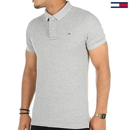 Tommy Hilfiger Denim Flag Polo M Grau neuwertig