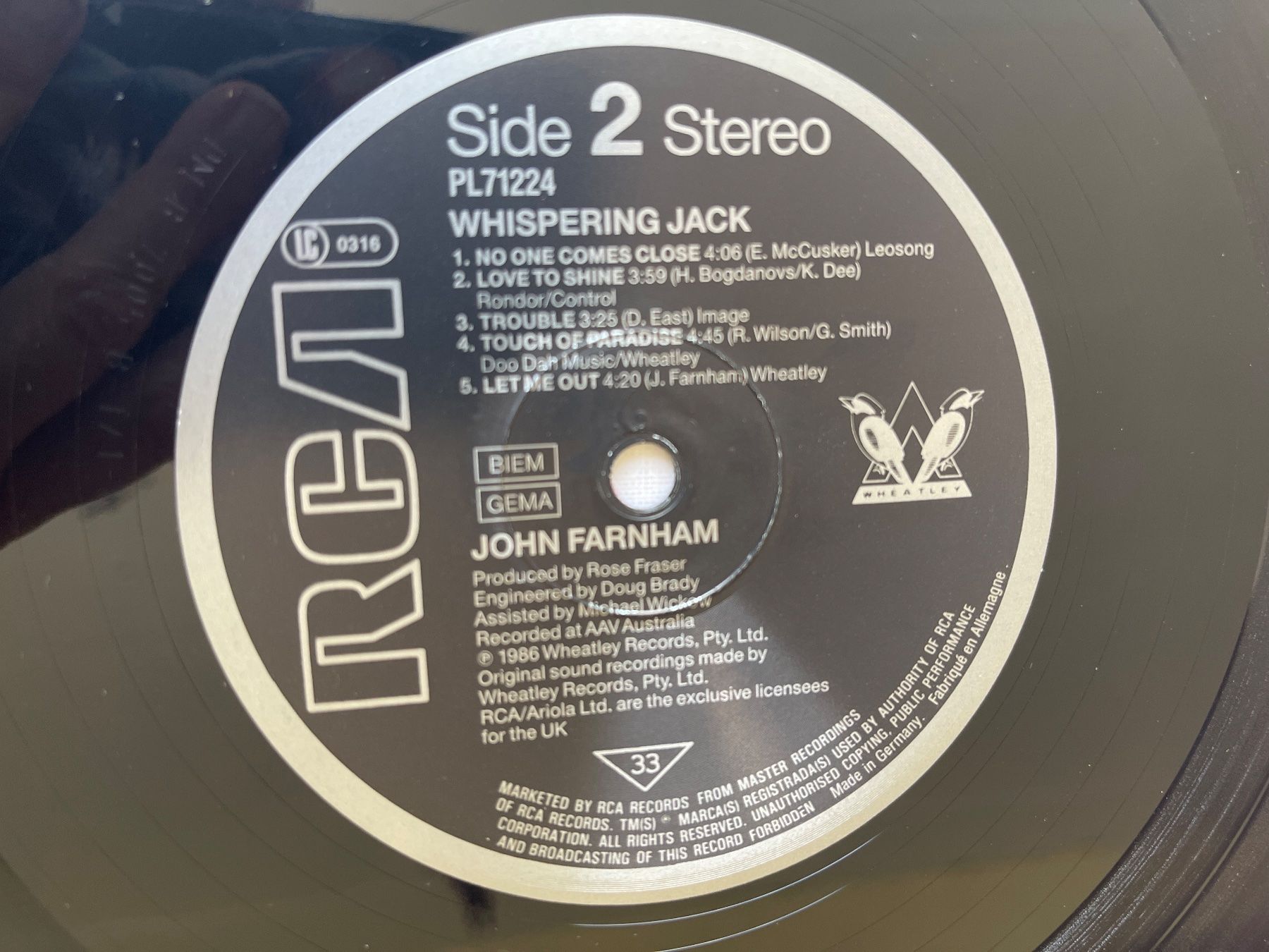 Dischi in vinile: A518/John Farnham - Whispering Jack – Usato da Frutigen venduto da Philippe_jsp 2