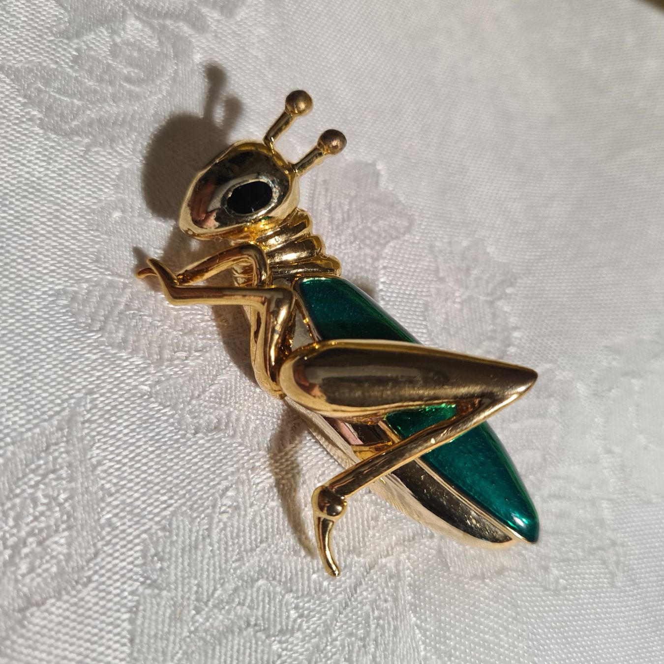 Broschen & Nadeln: Bezaubernde Cabochon Brosche- herrlicher Grashüpfer m. Email – Neu (gemäss Beschreibung) aus Basel von ivoli 5