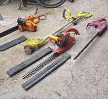 Gartenwerkzeug-Set: Heckenschere, Kettensäge, Trimmer 