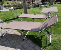 2er Set Sonnenliegestuhl m. Sonnendach, Alu/Stahl, klappbar