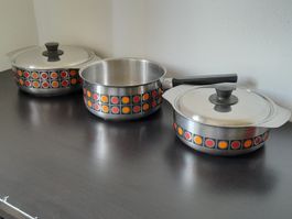 Vintage Lot Sigg Utensilien 2 Töpfe und 1 Pfanne 