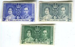 Briefmarken "König Georg VI. & Queen Mum".Turks- und Caicosi