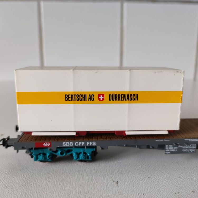 THX753) Roco 77346.A H0 DC Containertragwagen Bertschi, AAE OVP