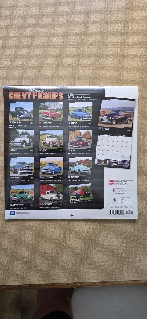 Calendriers: Classic Chevy Pickups Kalender 2018  – Neuf avec emballage d'origine à Rüti b. Büren par Thoko 1
