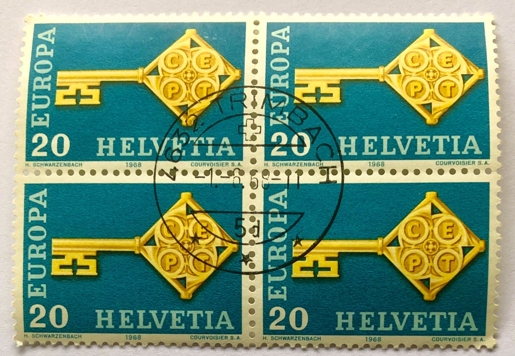 Tous les timbres: 4er Block Nr.456 Stempelt Trimbach 1968    – D'occasion à Aarau par Billa007